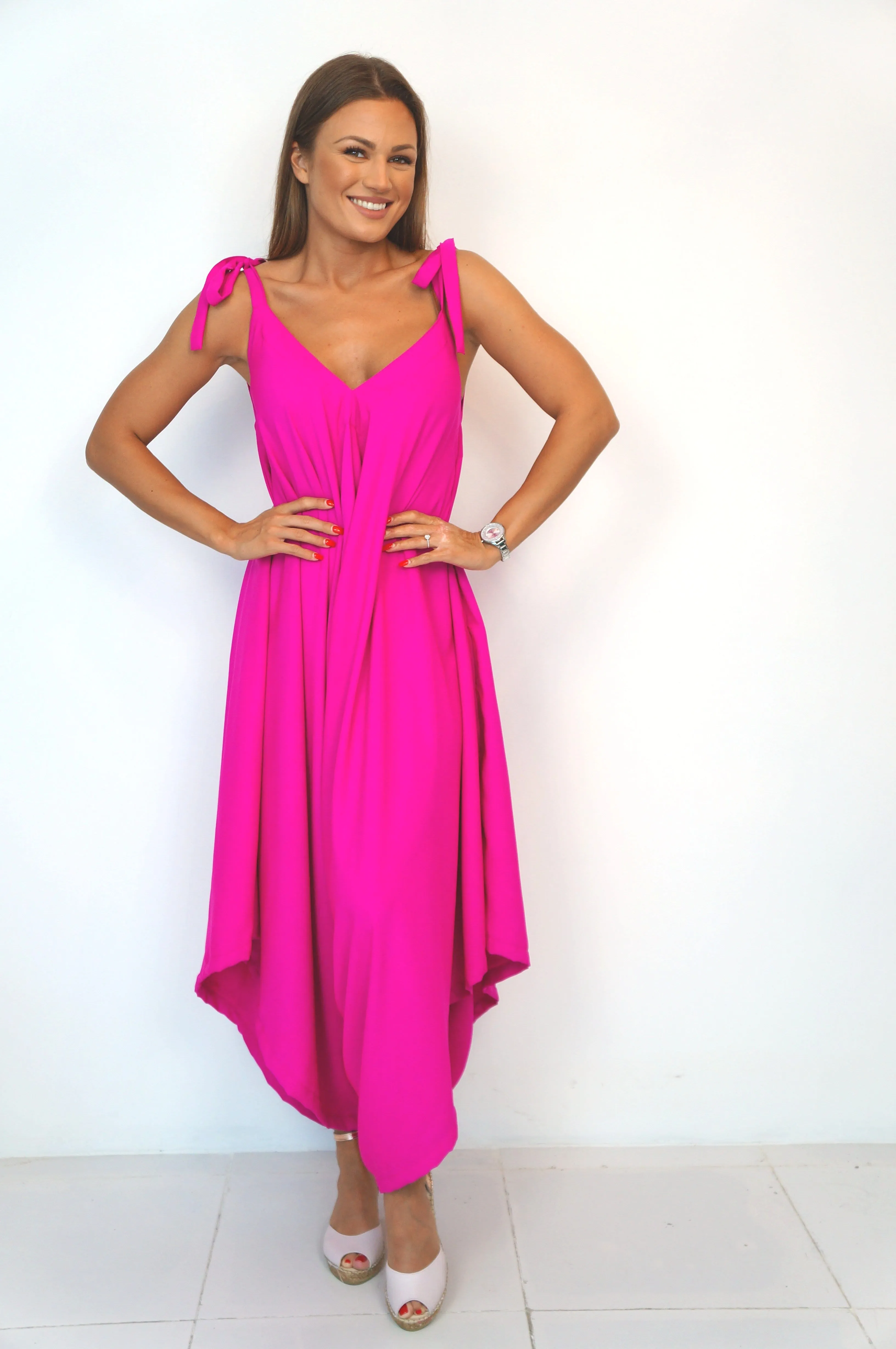 The Harem Jumpsuit - Hot Pink