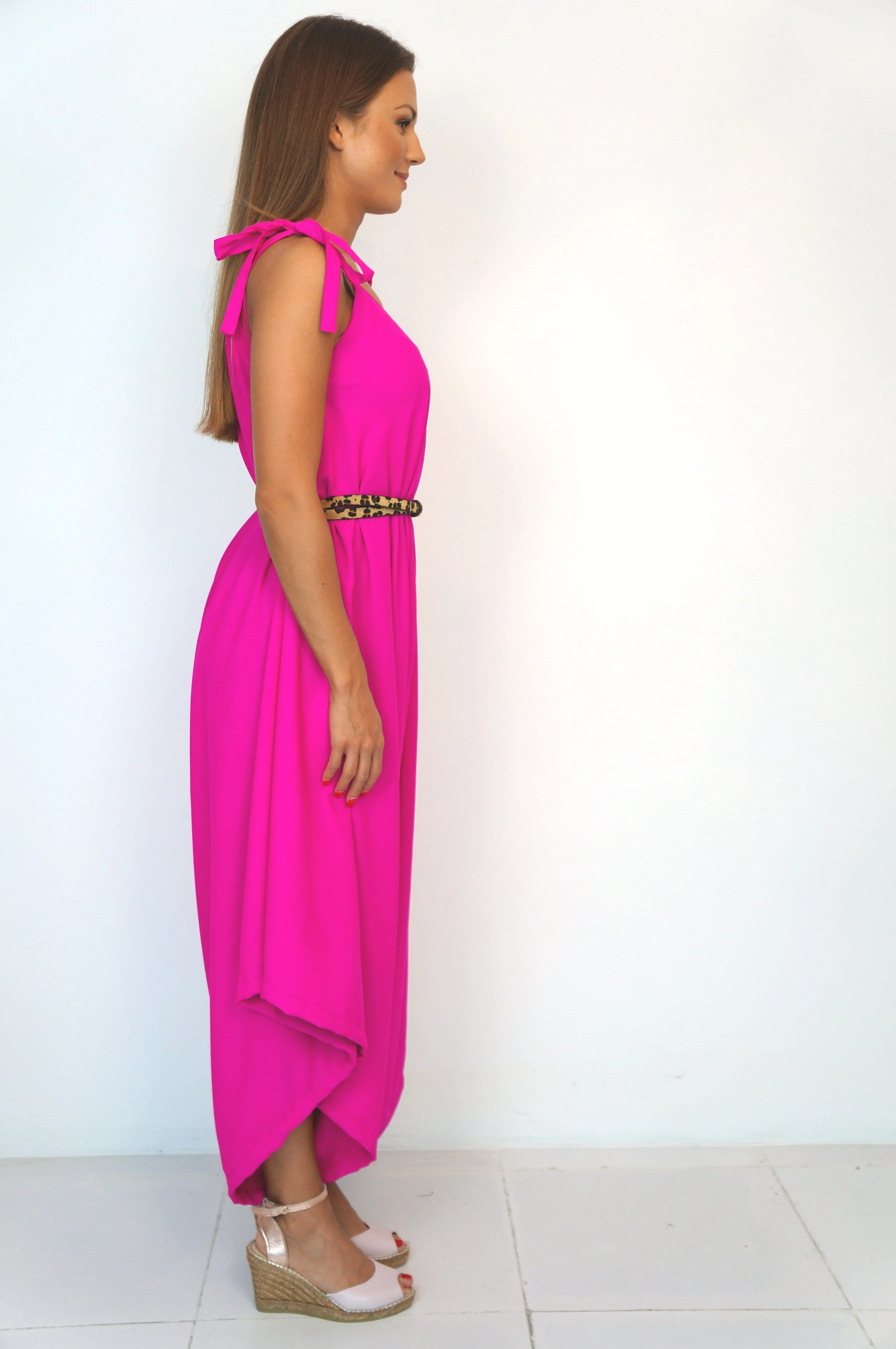 The Harem Jumpsuit - Hot Pink