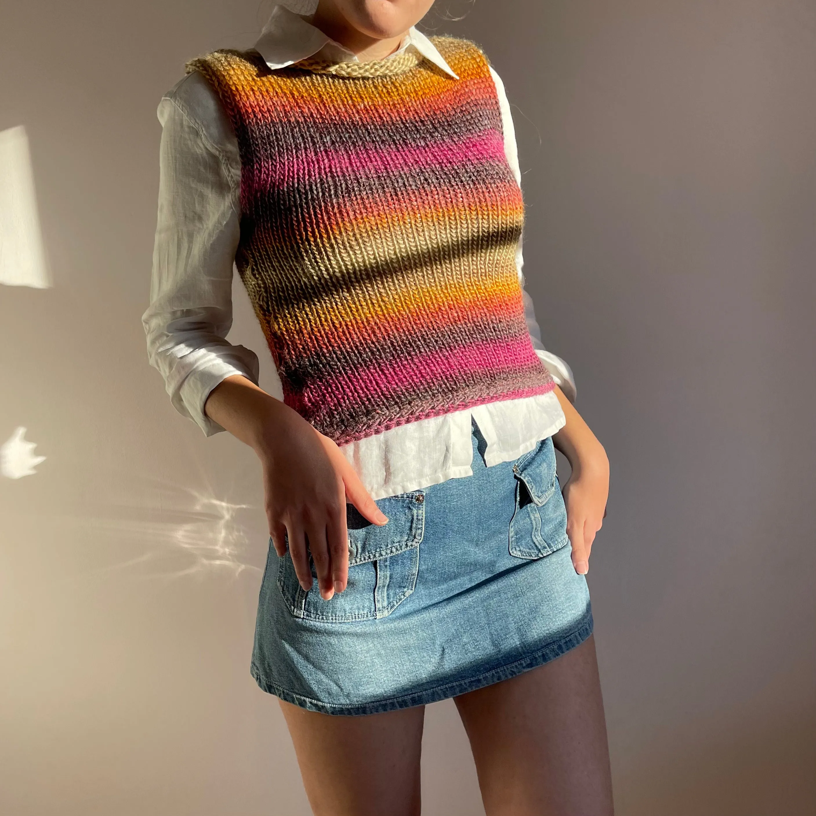 The Sunset Shades Vest - handmade knitted sweater vest