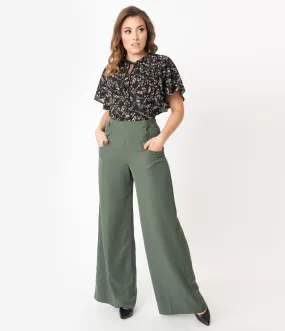 Unique Vintage Olive Wide Leg Rogers Pants