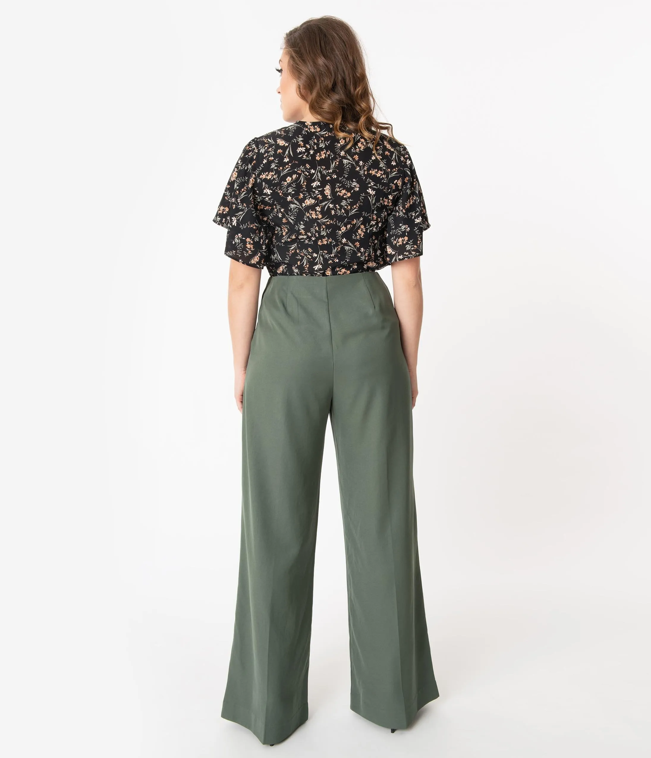 Unique Vintage Olive Wide Leg Rogers Pants