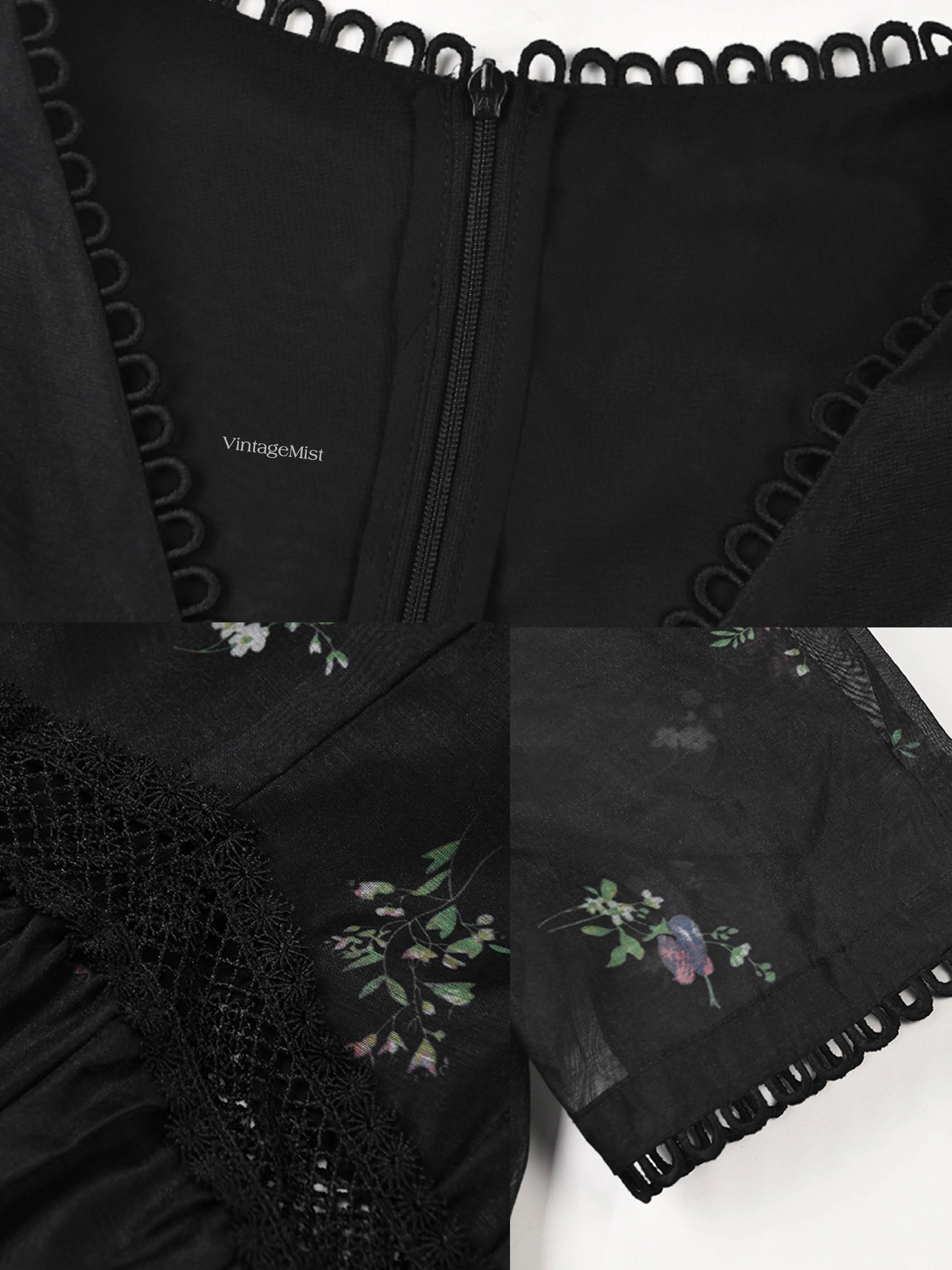 V-neck Floral Retro Dress