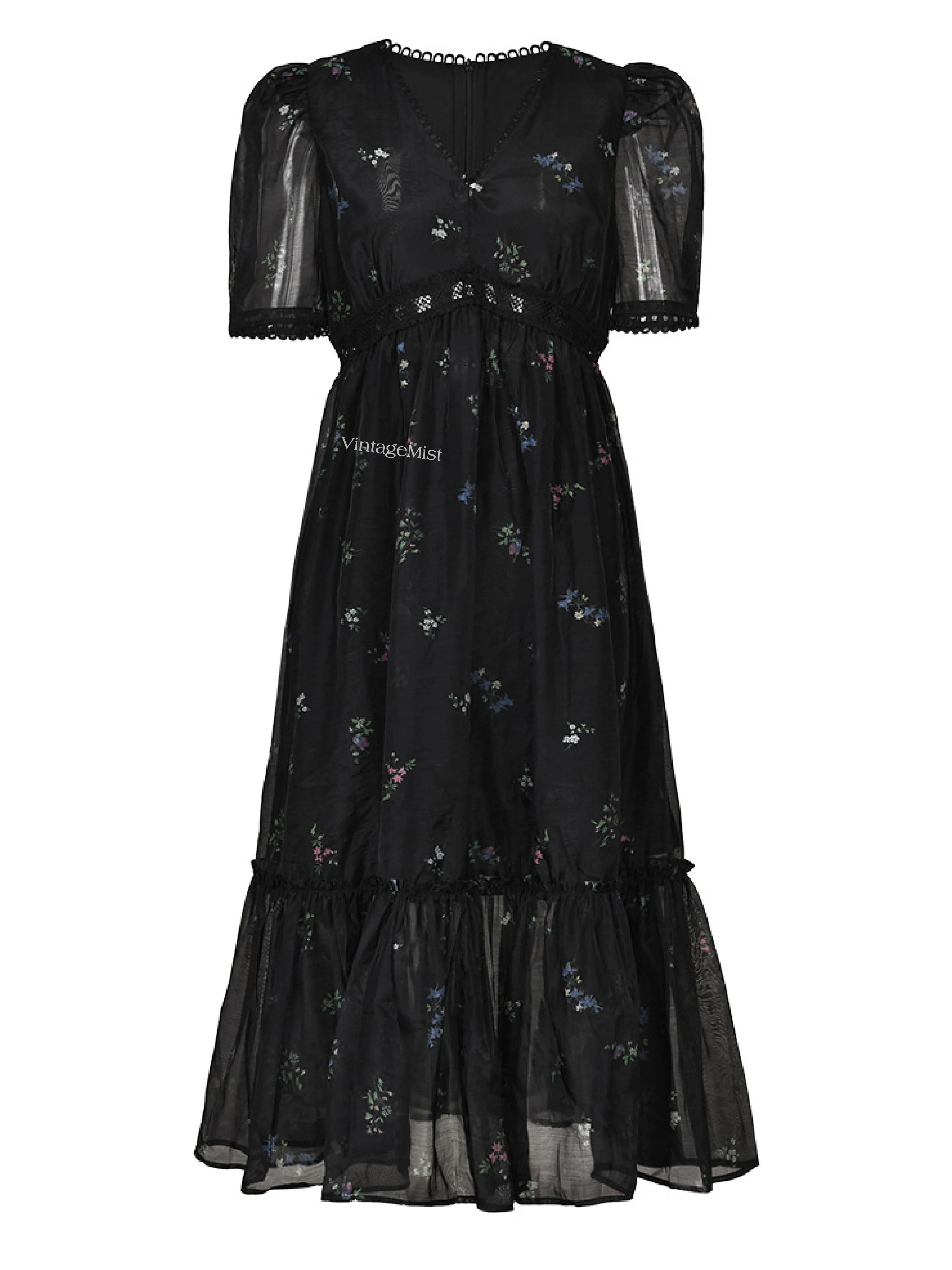 V-neck Floral Retro Dress