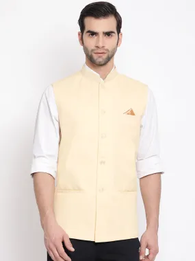 VASTRAMAY Cream Nehru Jacket for Men