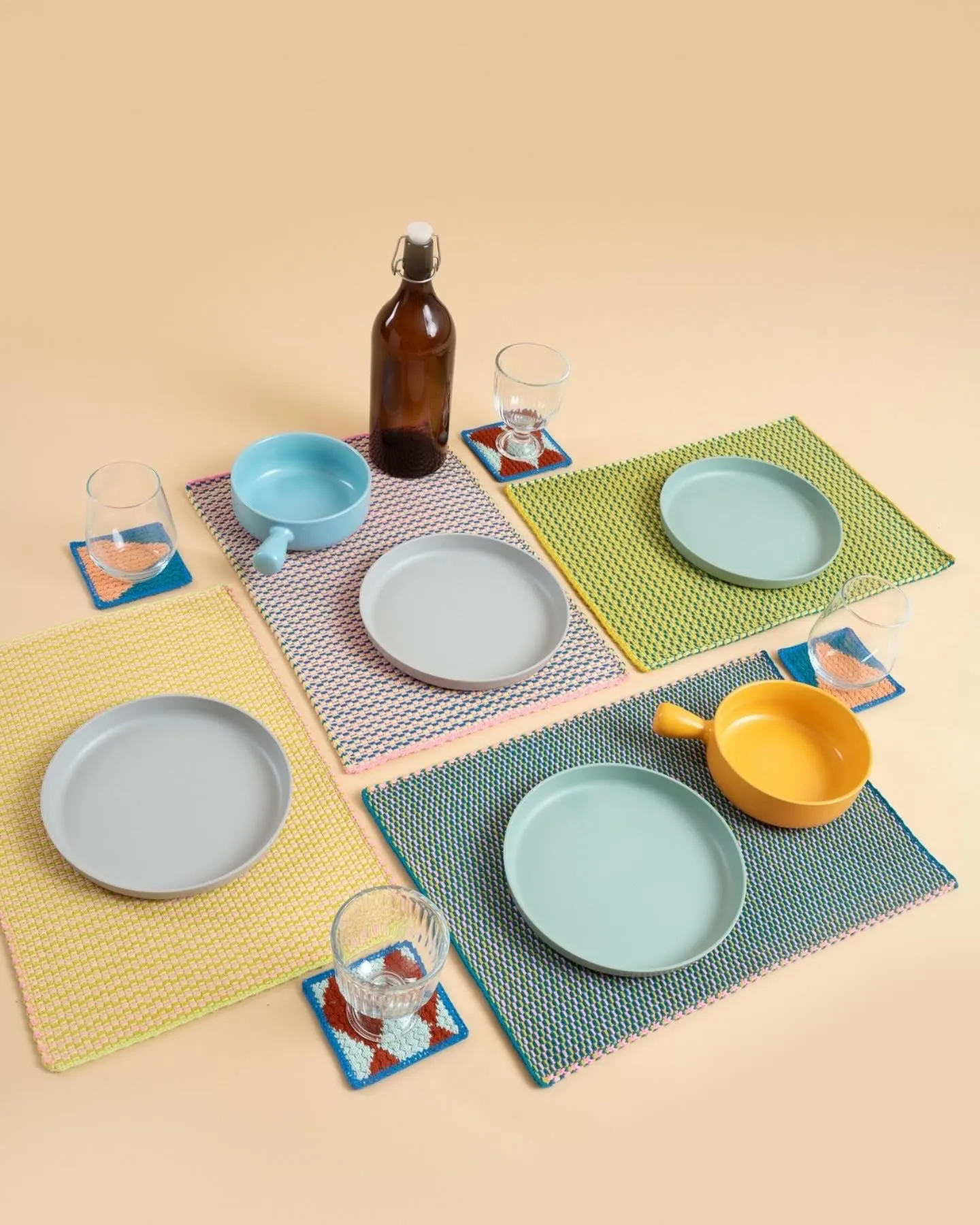 Verloop DASHES PLACEMAT SET - GREEN PINK