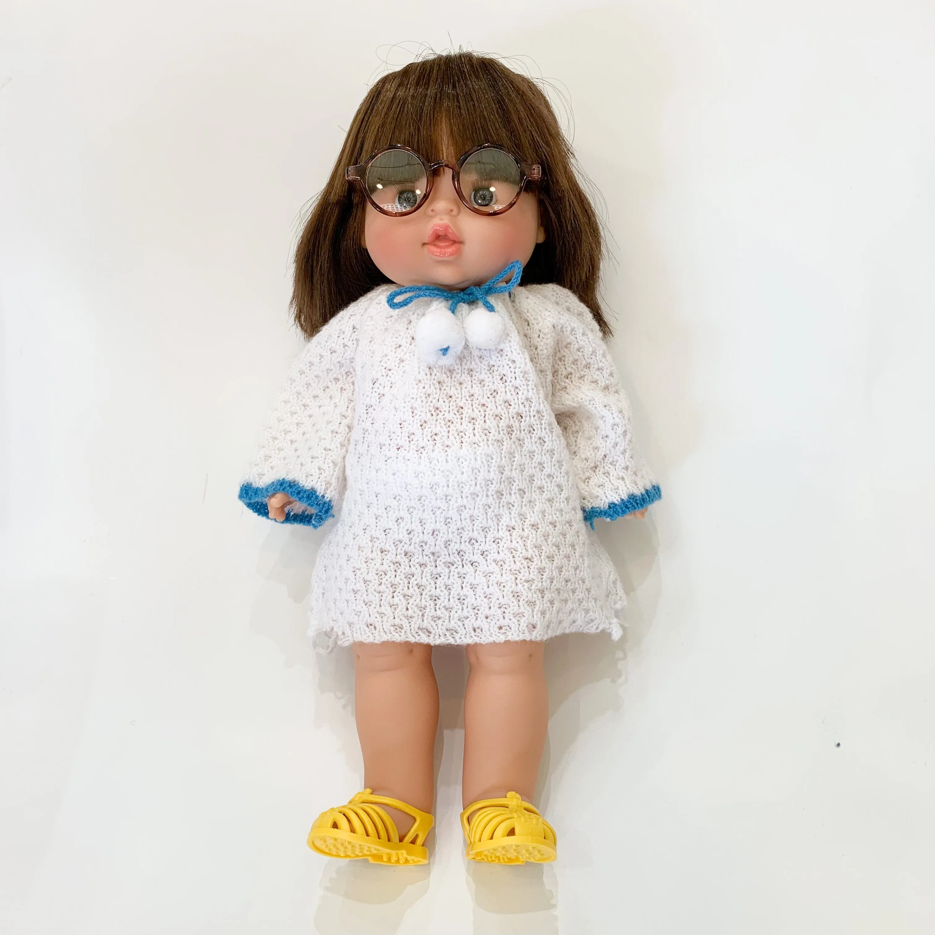 Vintage White Pom Pom Sweater Dress (for Minikane Gordis doll)