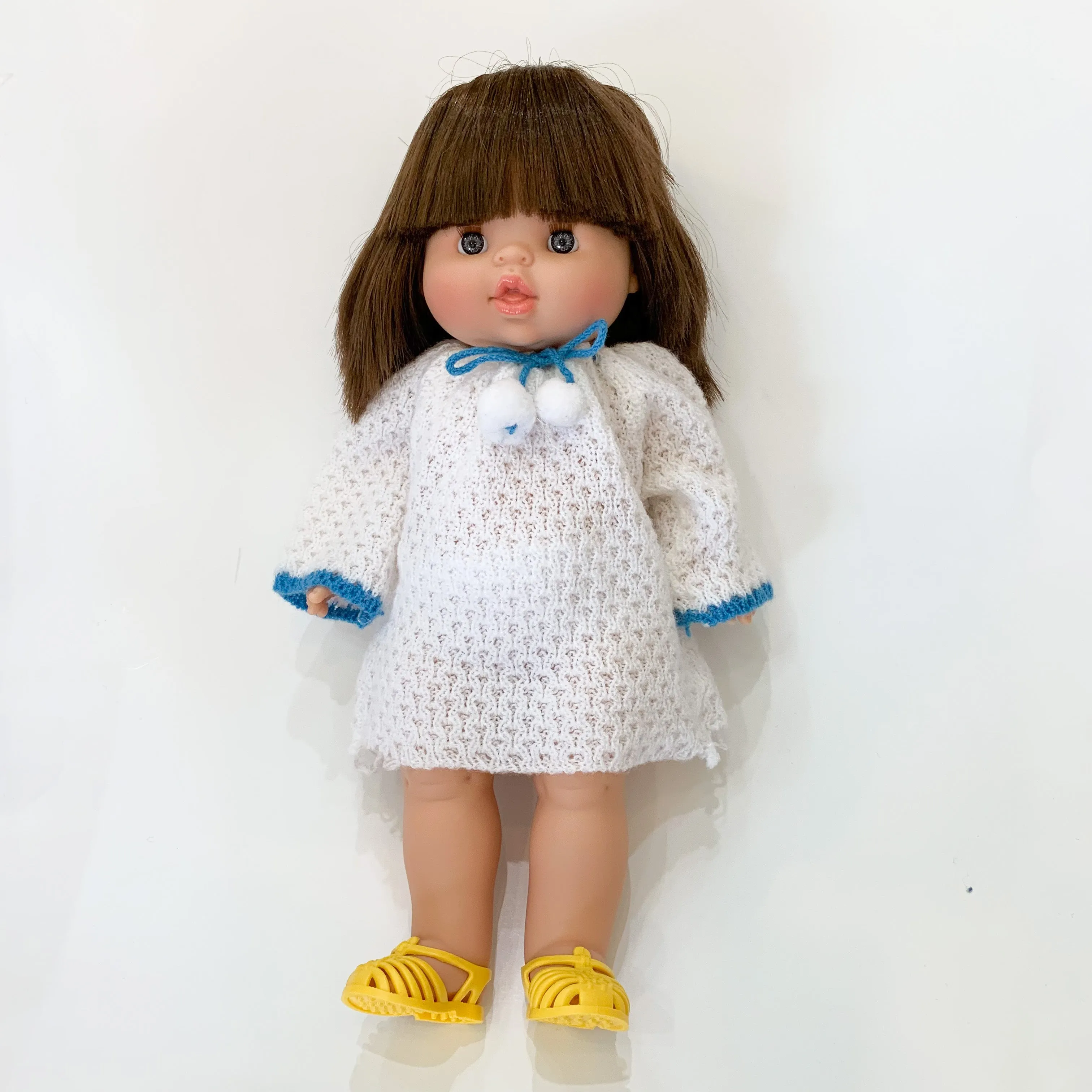 Vintage White Pom Pom Sweater Dress (for Minikane Gordis doll)