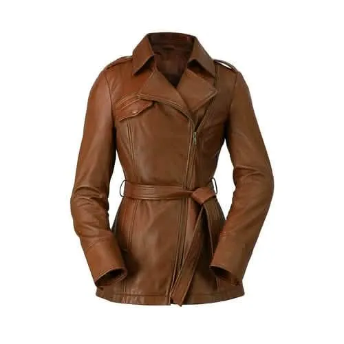 Whet Blu Women's Luxe Lambskin Leather Trench Coat