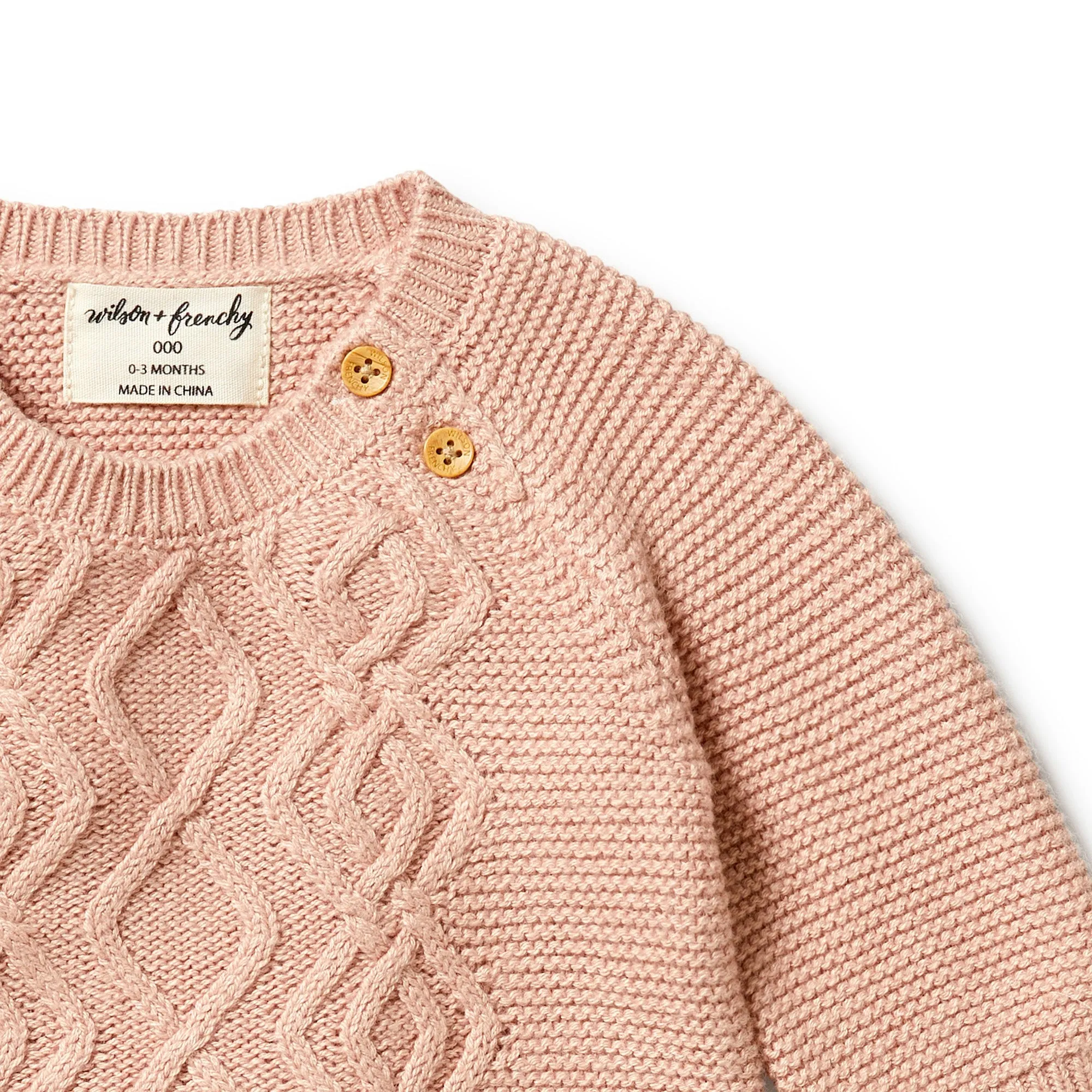 Wilson and Frenchy Knitted Cable Growsuit - Rose