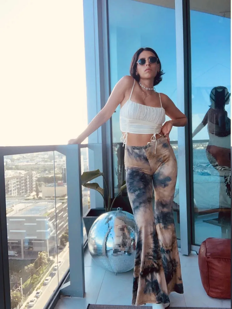 Women’s Bell Bottoms - Retro Angel Flare Pants (Tan)